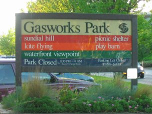 Sign at front of Gasworks Park
