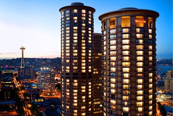 Exterior view of the Westin Hotel in Seattle